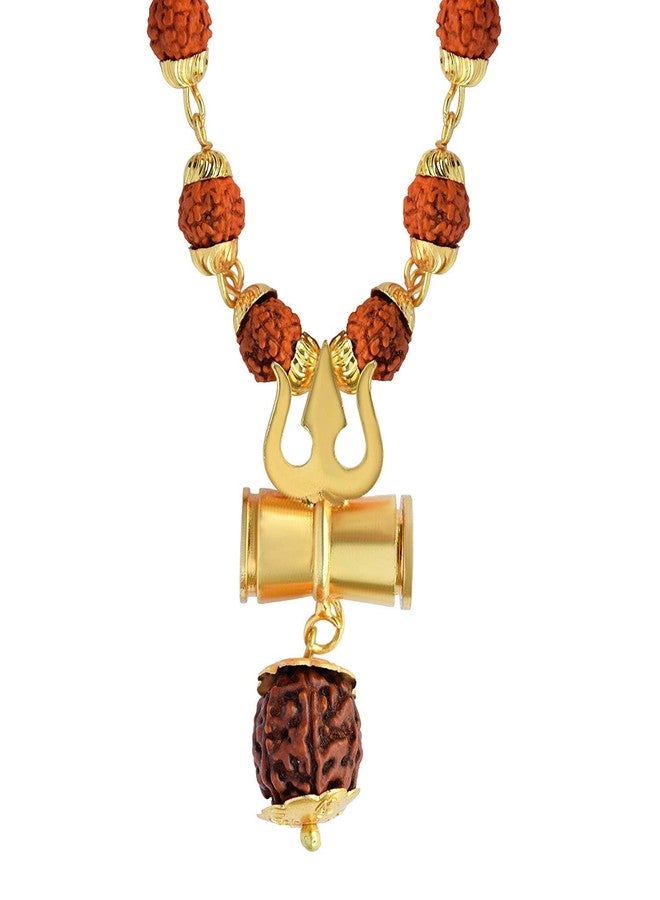 A & S VENTURES A&S Ventures Lord Shiva Mahadev Statue with Gold Plated Rudraksha Mala & Shiv Damru Trishul Pendent Locket Rudraksha Locket - Image 2